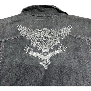 Red Ape Denim Jean Trucker Biker Jean Jacket Black Size 2XL 42 XXL Embroidered